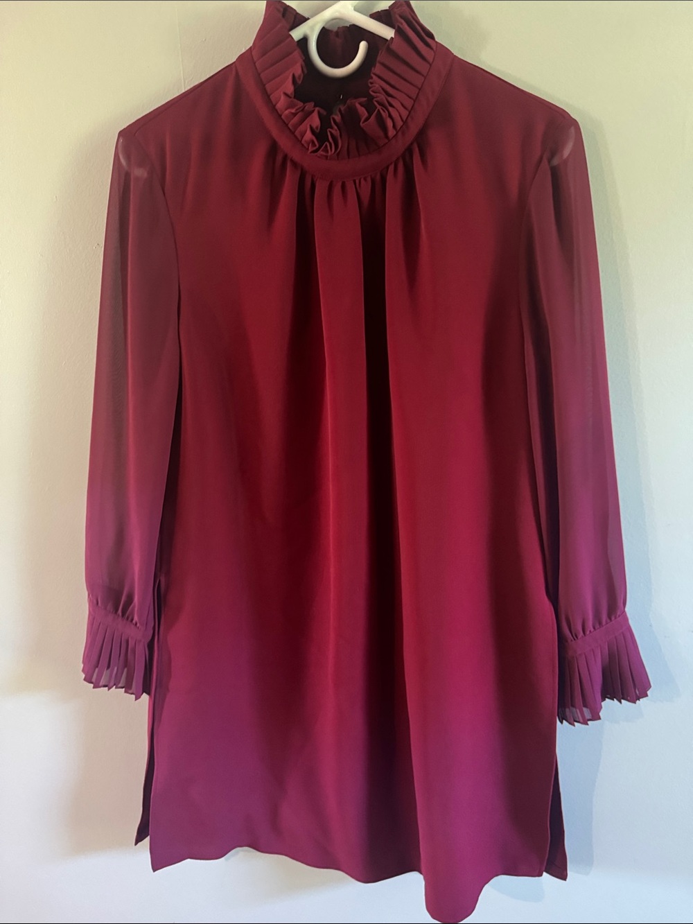 Ted Baker Burgundy Ruffle Mock Neck Romper Dress - Size 3 (US 8)